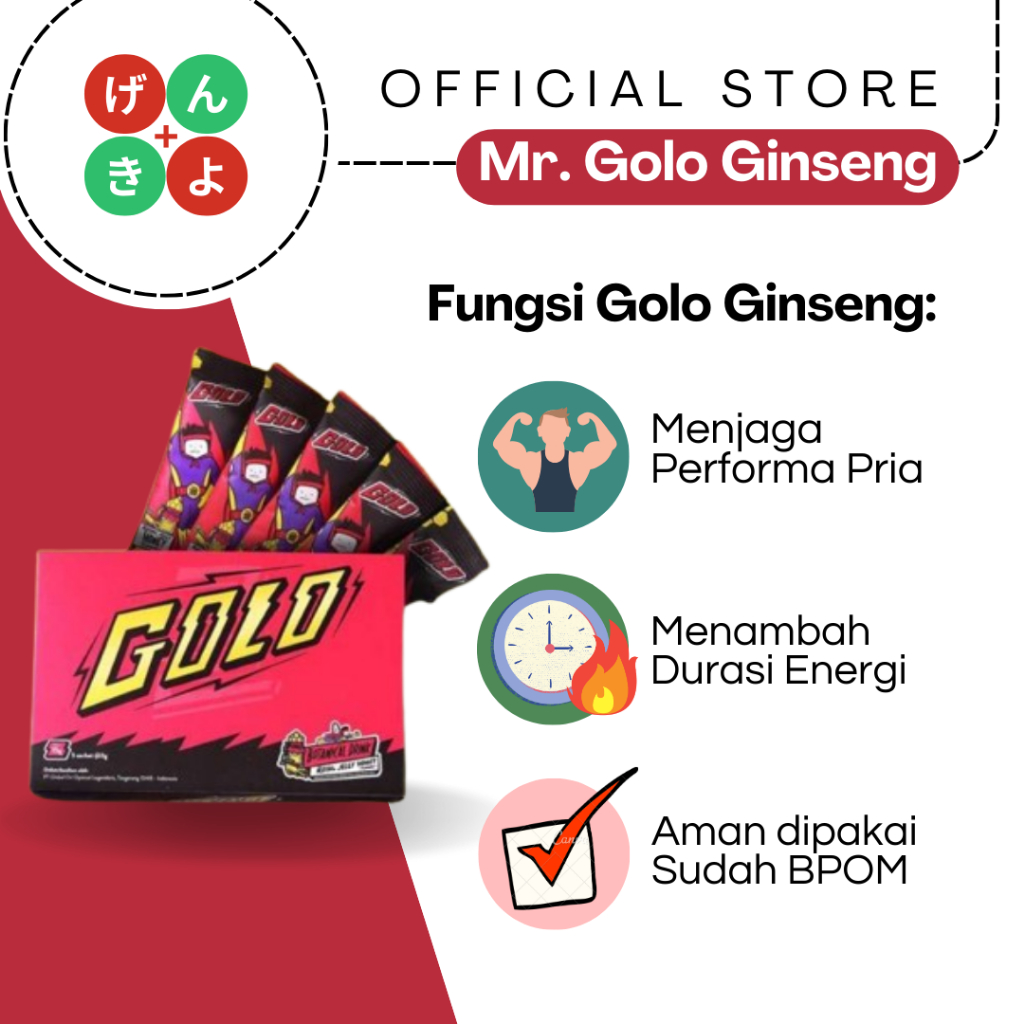 

Golo Ginseng Original - Minuman Ginseng Herbal Penambah Stamina Pria - 1 Box isi 5 Saset