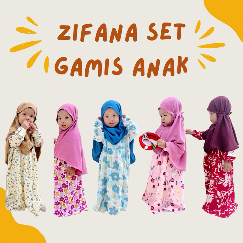Set Gamis Anak Rayon Syari | Gamis Anak Rayon Include Jilbab | Gamis Anak 1 - 5 tahun Muslim Syari D