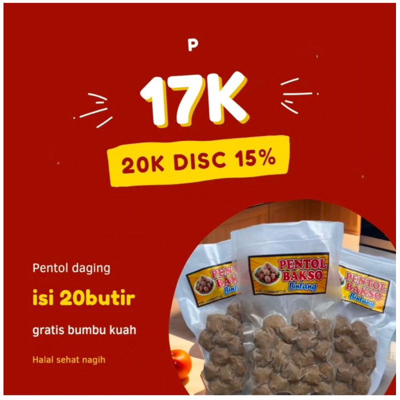 

Pentol Bakso Halus Daging isi 20 Butir Siap Saji Instan