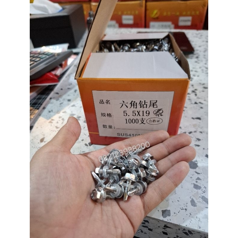 box isi 1000 roofing ss410 sus 410 12x19 m5.5x19 ruping 12 x 19 self driling screw stainless 410 12x