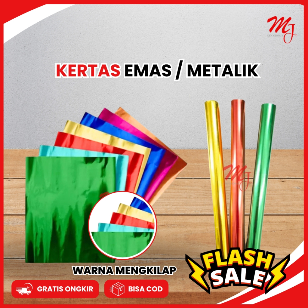 

(10 Lembar) Kertas Emas / Kertas Metalik / Kertas Kilap / Kertas Kado Dekorasi