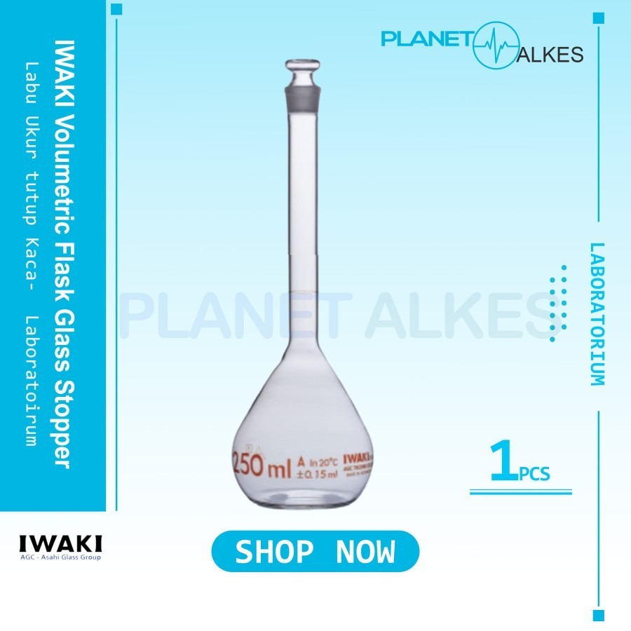 IWAKI.5640-1L. Labu Ukur 1000ml Tutup Kaca | Volumetric Flask Glass Stopper  1 Liter