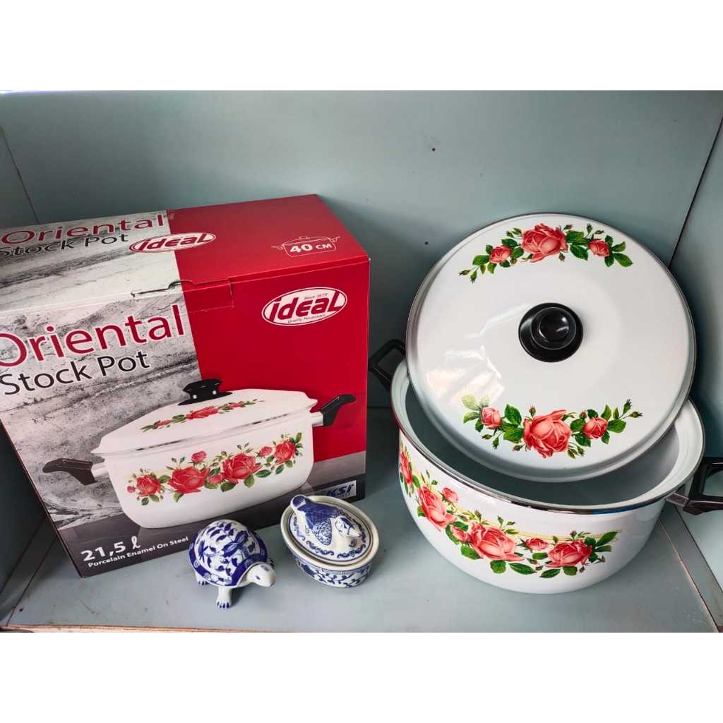 Panci Enamel Oriental Stock Pot 40cm - 50 cm / IDEAL / Enamel