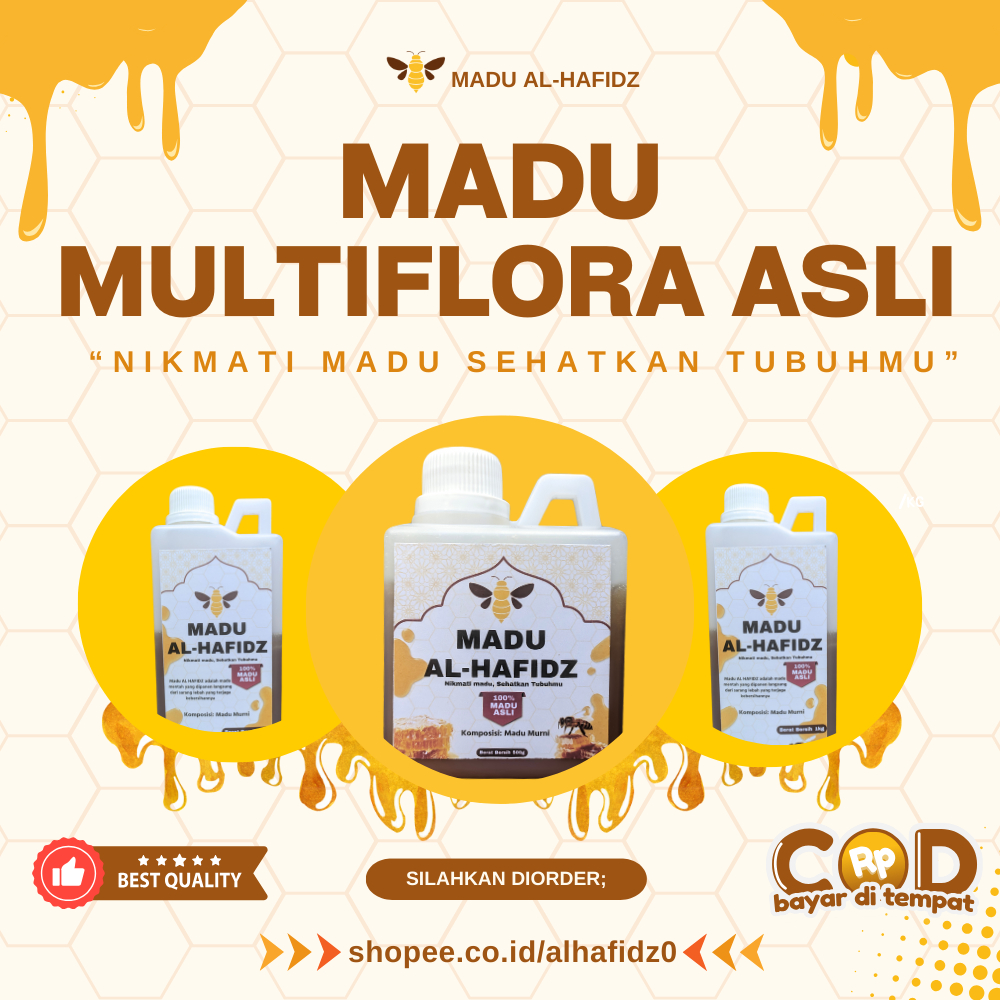 

[BELI 1 GRATIS 1] MADU ASLI MURNI 100% NEKTAR MULTIFLORA - RAW HONEY - AL-HAFIDZ