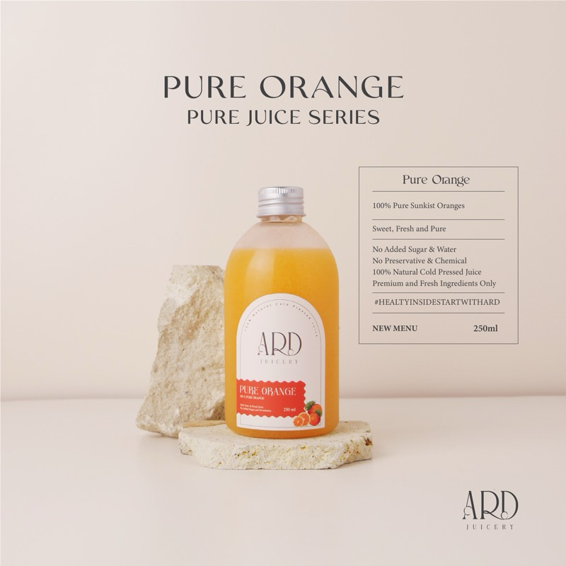 

100% Pure Sunkist Orange Cold Pressed Juice ARD Juicery 250ml Natural, Pure and Fresh Juice