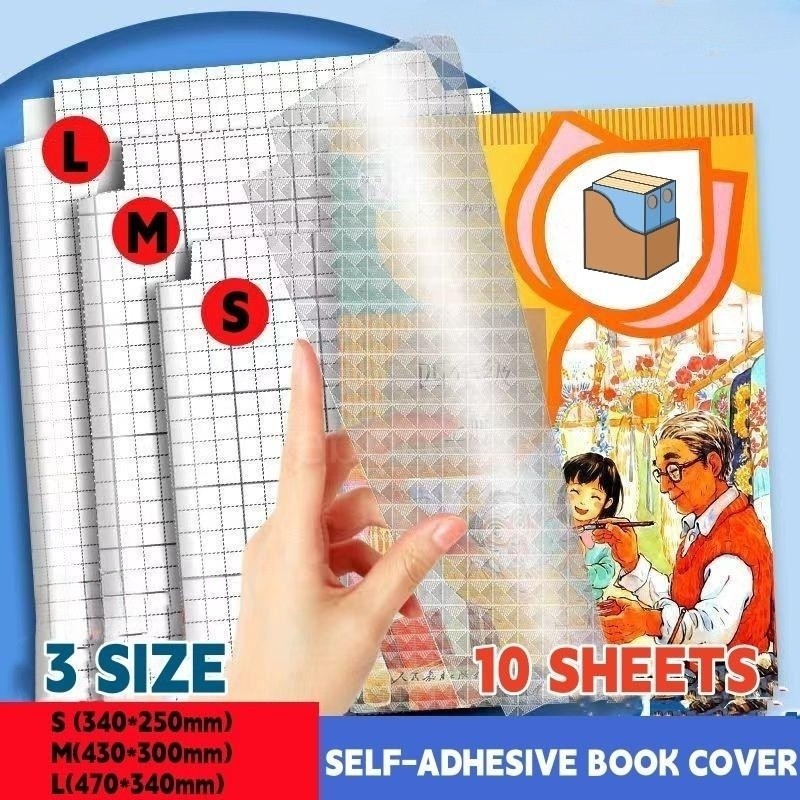 

10 pcs Sampul Buku Stiker / Self-Adhesive Book Cover Waterproof Sampul Buku Stiker PVC Plastik