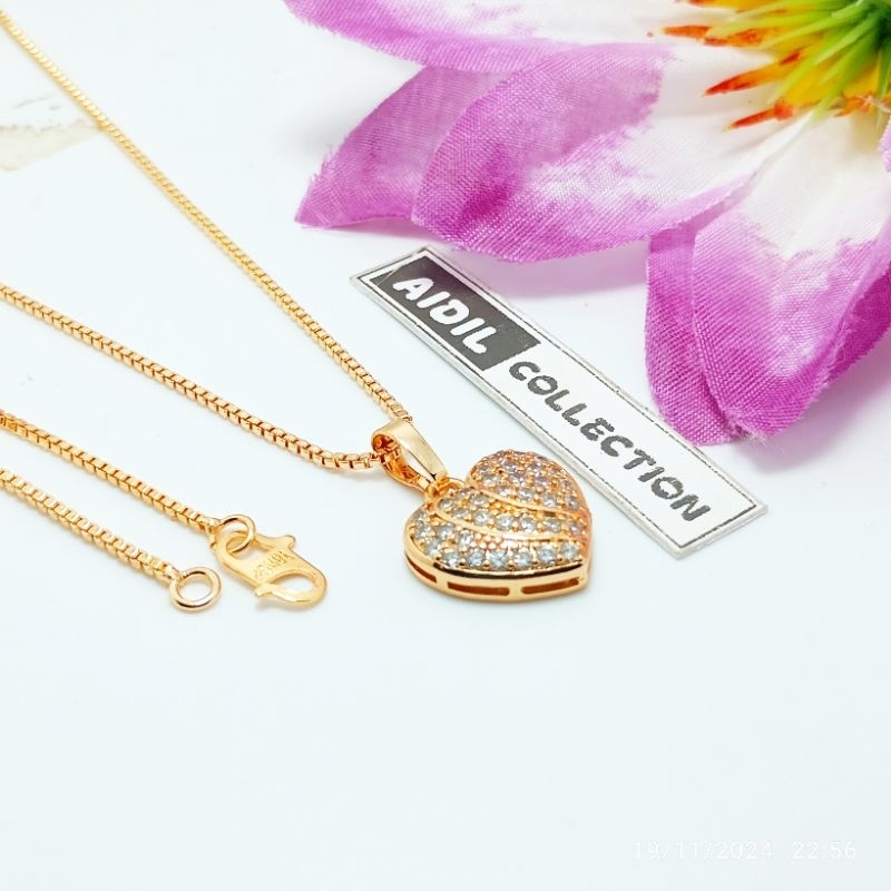 kalung fashion wanita rantai Itali liontin love warna emas