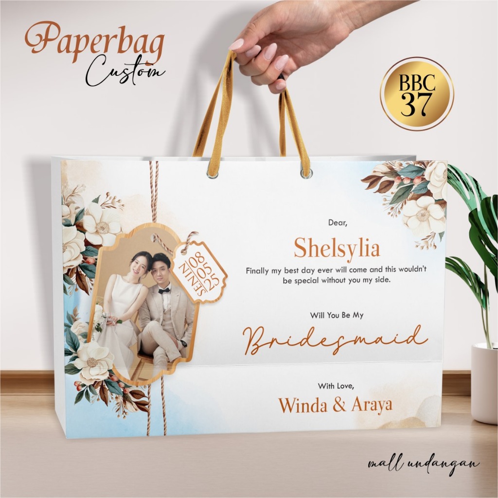 PAPER BAG BRIDESMAID CUSTOM - TAS PAPER BAG BRIDESMAID SIMPLE BAHAN BRIEF CARD