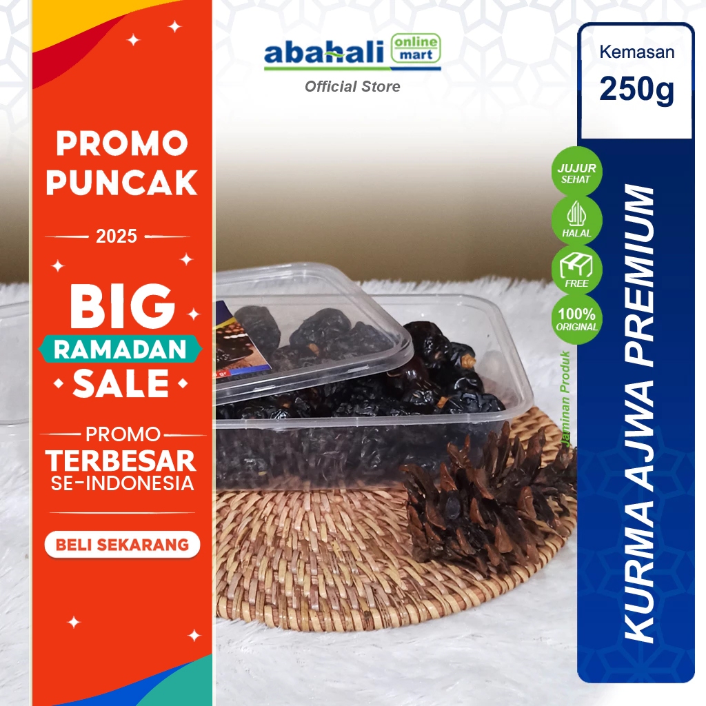 

Kurma Ajwa Premium 250 gram Original Madinah Kurma Nabi Asli Terenak dan Murah Oleh Oleh Haji dan Umroh