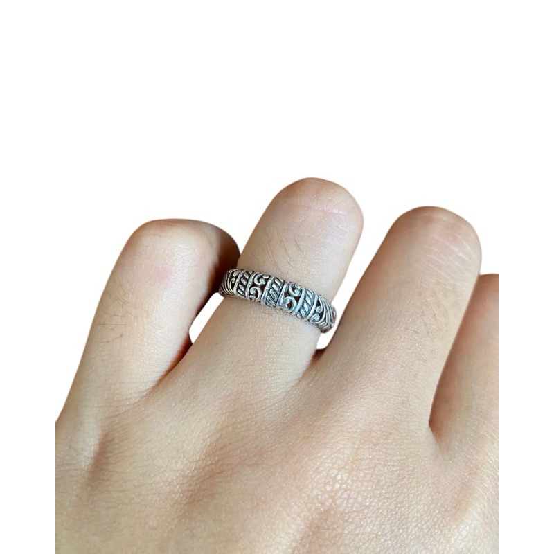 Cincin Ring perak Silver Bali 925 ukir Batik midi minimalis Pria Wanita Custom Elegant