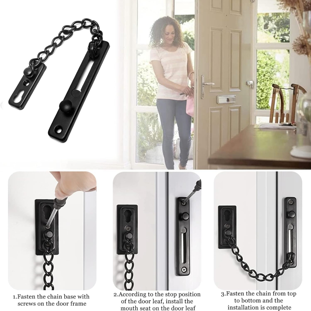 Grendel Rantai Pintu Anti Maling Stainless Steel Door Chain Lock DERAL PREMIUM