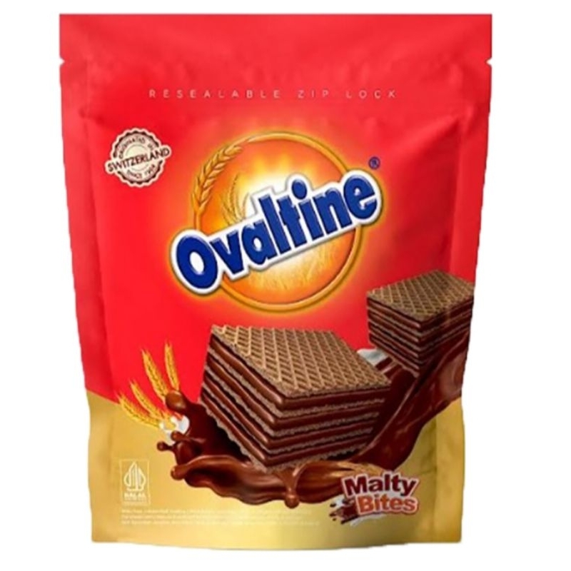 

Ovaltine wafer malty bites pouch 100 gram rasa cokelat