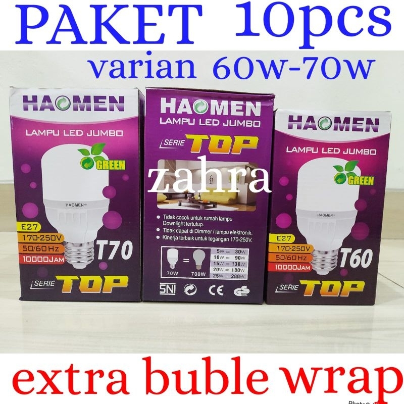 BOHLAM LED / LAMPU LED MURAH HAOMEN 60W-70W PAKET 10PCS