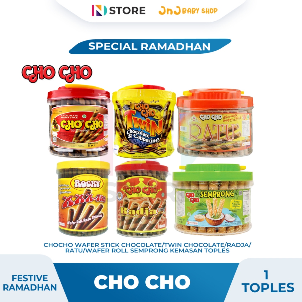 

Cho Cho Astor Wafer Stick/Radja/Ratu/Chocolate/Roll Semprong/Twin Kemasan Toples