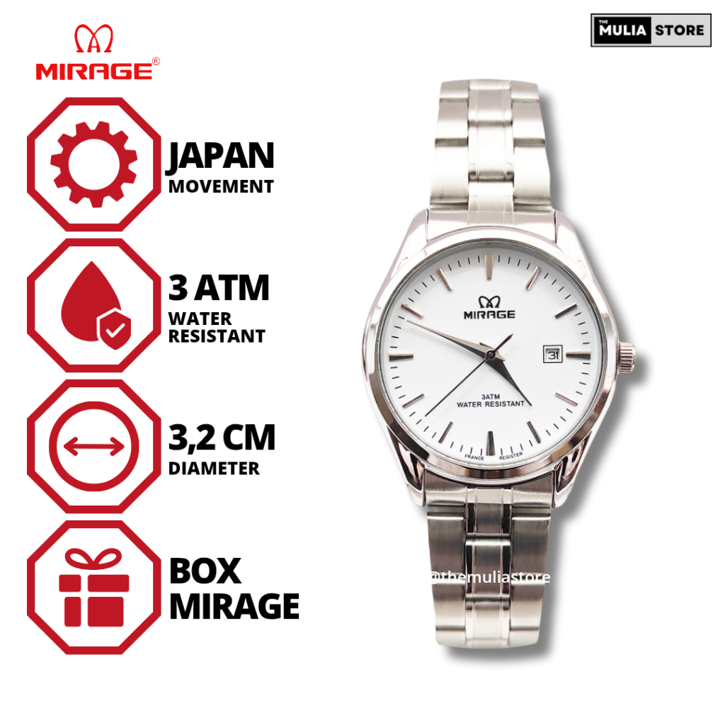 MIRAGE Jam Tangan Wanita Mirage Original 8708 BRP L Tanggal Analog