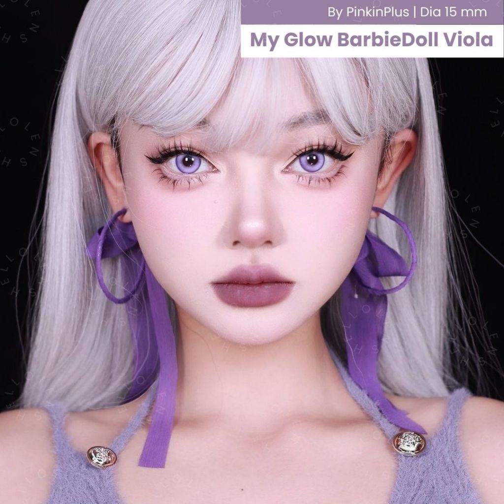 HELLOLENS My Glow Barbiedoll Viola Ungu Lilac Violet Softlens Cosplay Normal -0.00 Minus -10.00 1 Pa