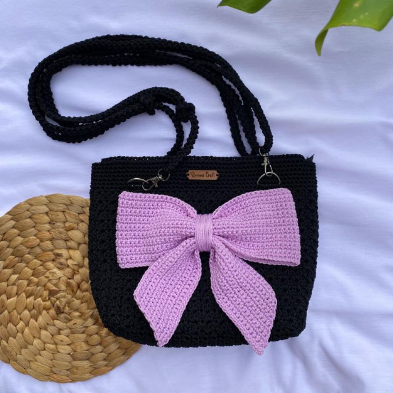 Tas Slempang Rajut Pita Korean Look | Tas Rajut Wanita | Handmade