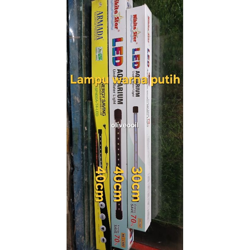 Lampu Led aquarium warna putih polos 30cm 40cm 60cm