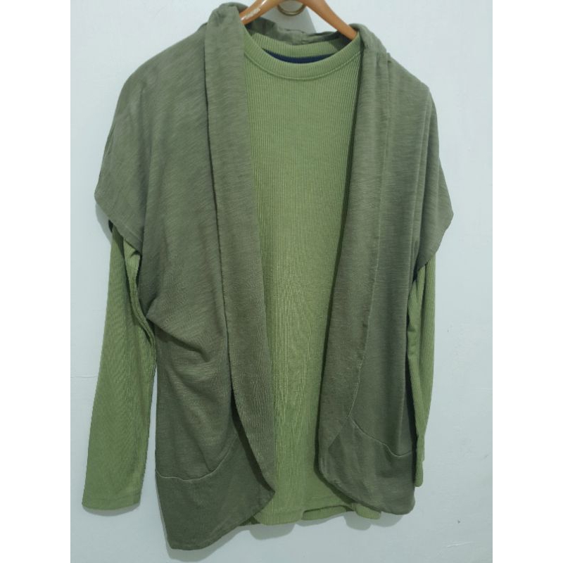 Outer hijau,Outer wanita,inner knit preloved
