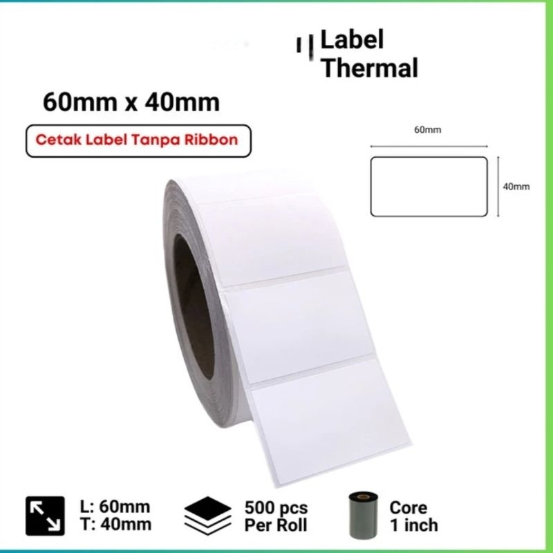 

||Label sticker thermal ukuran 60mm x 30mm isi 500
