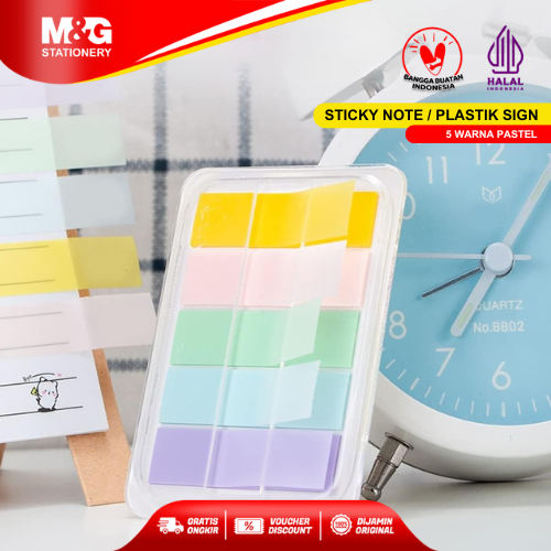 

M&G 2x3' Pet Sticky Note Flag 20 Sheet Pastel Color 45x12mm YS-505Label Sticky Note Pastel Note Paper Pembatas Buku Berkualitas