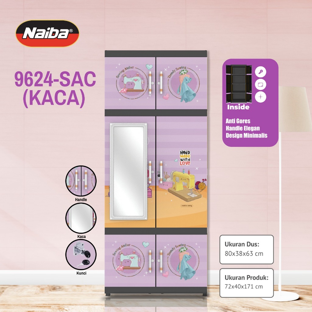 Naiba Lemari Pakaian 4 susun Naiba Pro - Mirror