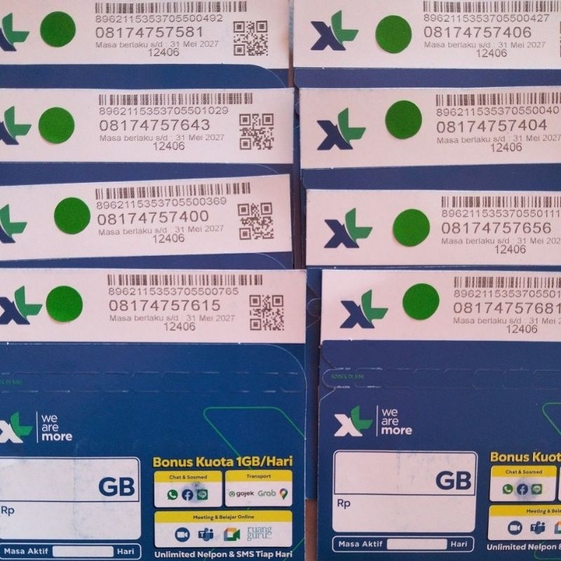 Kartu Perdana xl 11 Digit cantik / 11 angka  seri  naik 74 75 76 mudah di hafal, gampang dibaca isi 