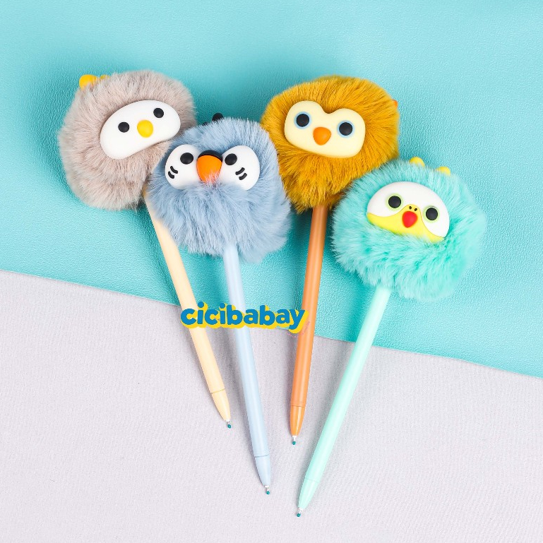 

Pom Pom Bulu Birdy Furry Pen Cute 0.5mm Pulpen Gel