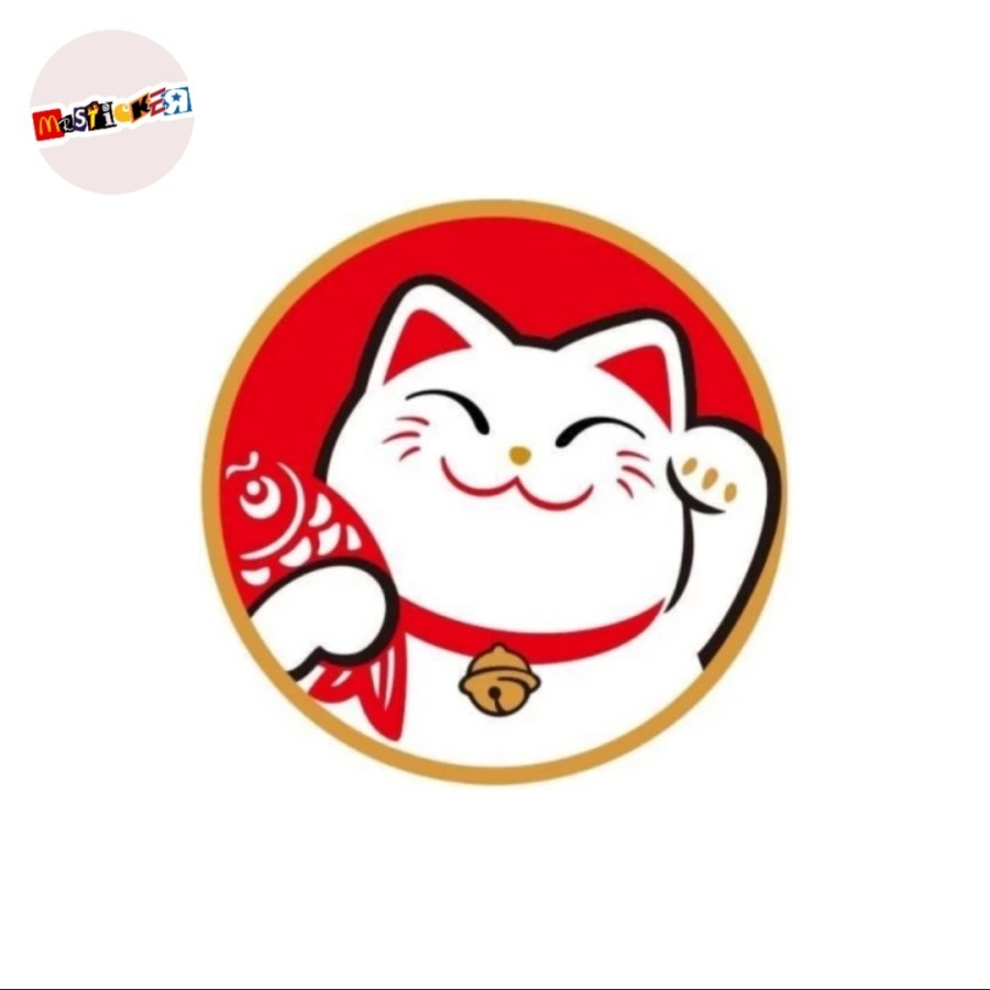 

sticker Japanese lucky Cat anime logo diecut stiker maneki neko catlover