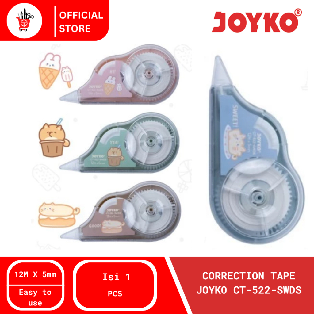 

Tip-Ex Kertas | Correction Tape Joyko CT-522-SWDS Sweet Dessert (1 PCS)