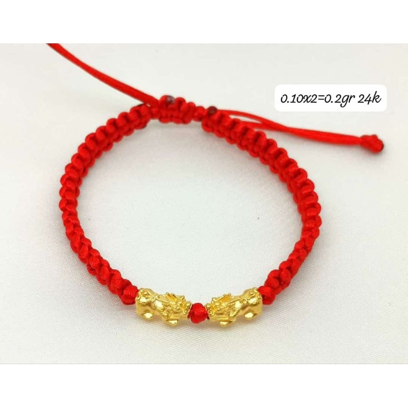 Gelang Emas Asli 2 Naga 24K Hongkong 999% Tali Kepang