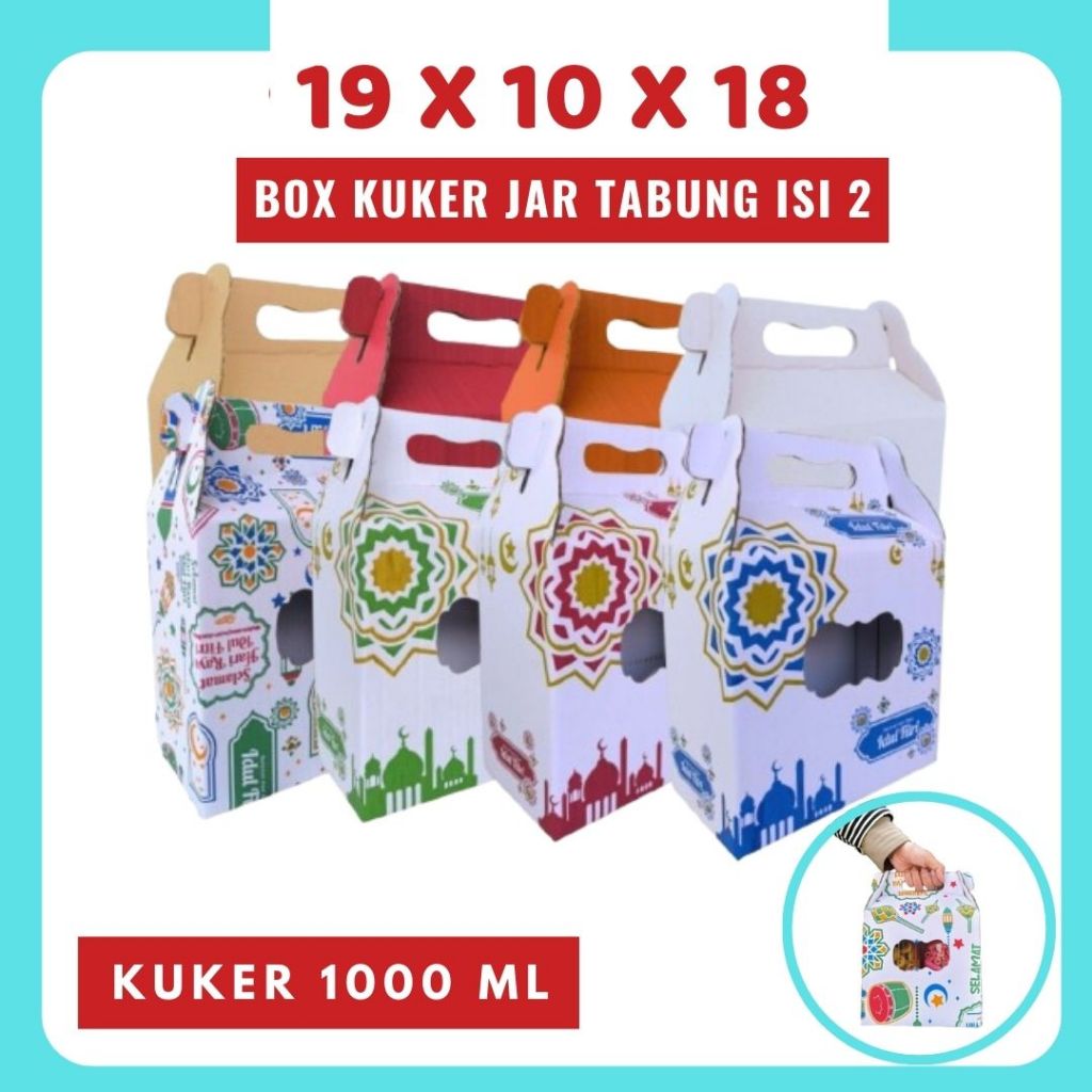 

Box 19x10x18 Jinjing (KUKER TOPLES JAR 1000 ml Isi 2) Gable Box Kardus Kue Kering / Idul Fitri /Hampers / Lebaran / Gable Box Polos/Motif