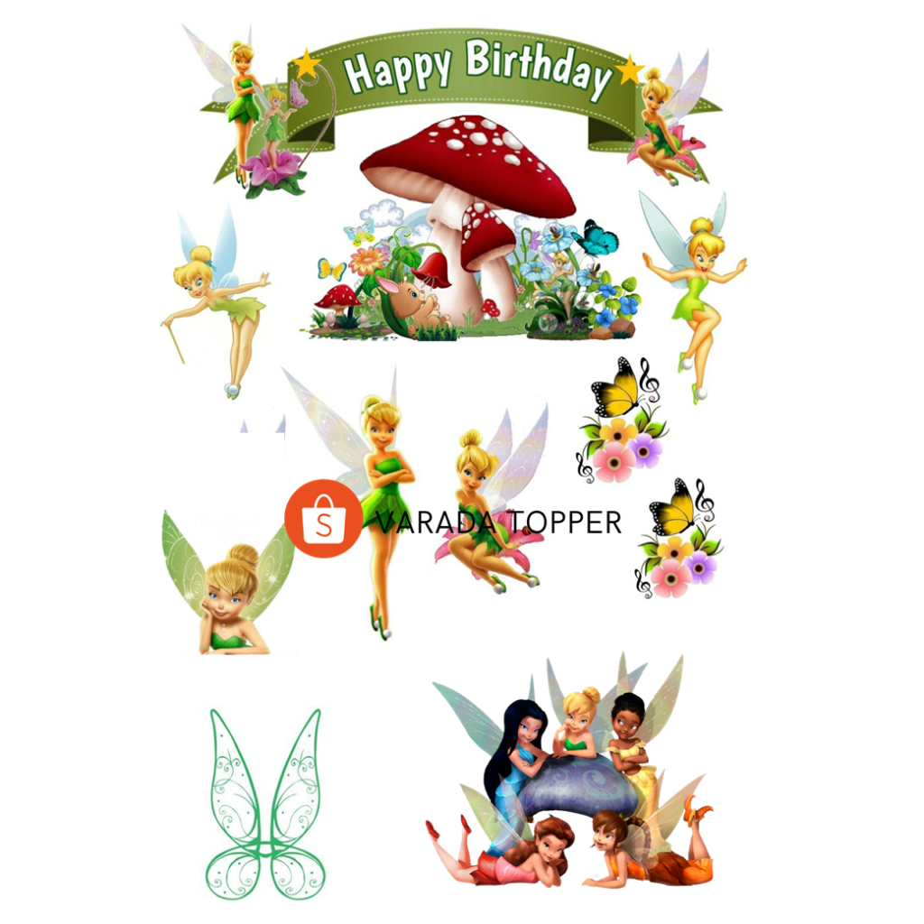 Tinkerbell/Topper Birthday THINKERBELL Free Custom Nama/Hiasan Cake Ultah Tinkerbell