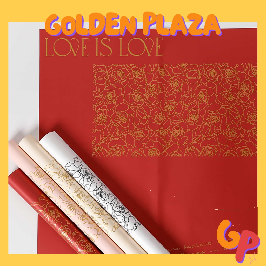 

(20 LEMBAR) Flower Wrapping Cellophane Paper Motif Roses Love Kertas Buket Bunga KB6165