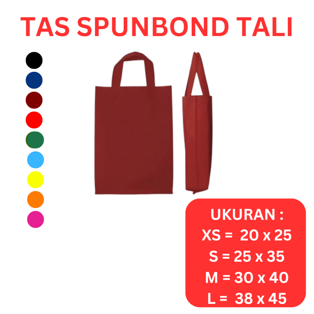 

Totebag Polos Bahan Tas Spunbond | Goodie Bag Tas Belanja Model Tali Warna Maroon