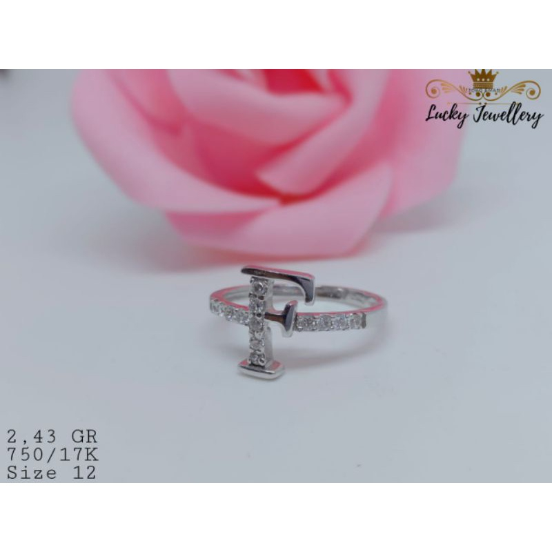 cincin huruf F emas putih kadar 750/17k 2.43gr