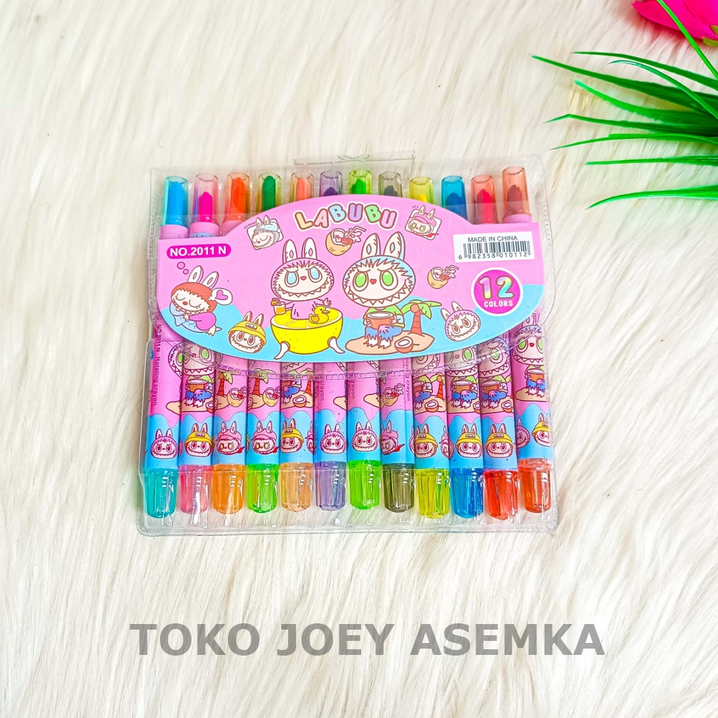 

CRAYON TWIST LABUBU 12 WARNA KRAYON THE MONSTER POP MART LISA BLACKPINK OIL PASTEL