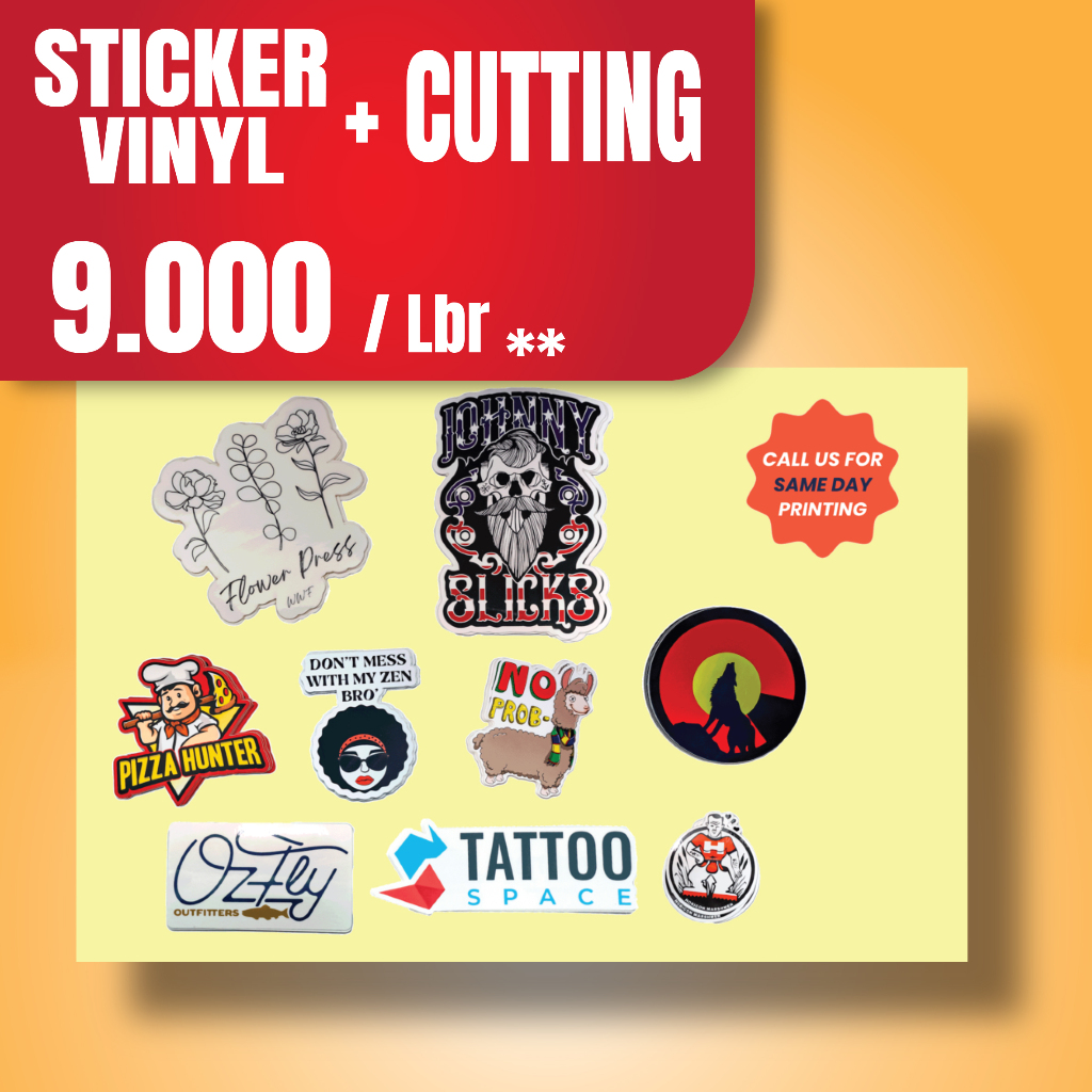 

CETAK STIKER VYNIL A3+ 32.5 X 48.5 CM TERMURAH & TAHAN AIR | CETAK STIKER LABEL KEMASAN