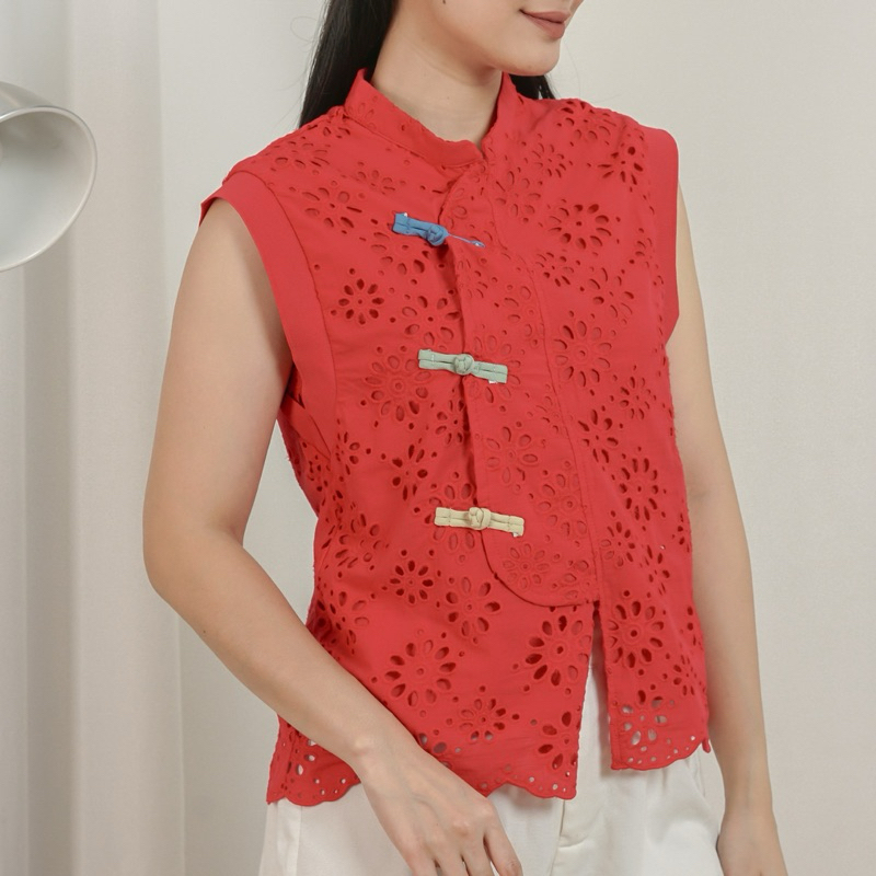 MILLIE DIANA | Blouse Cheongsam Qipao Blouse Brokat Merah Blouse LG Blouse Premium Qipao  Blouse Che