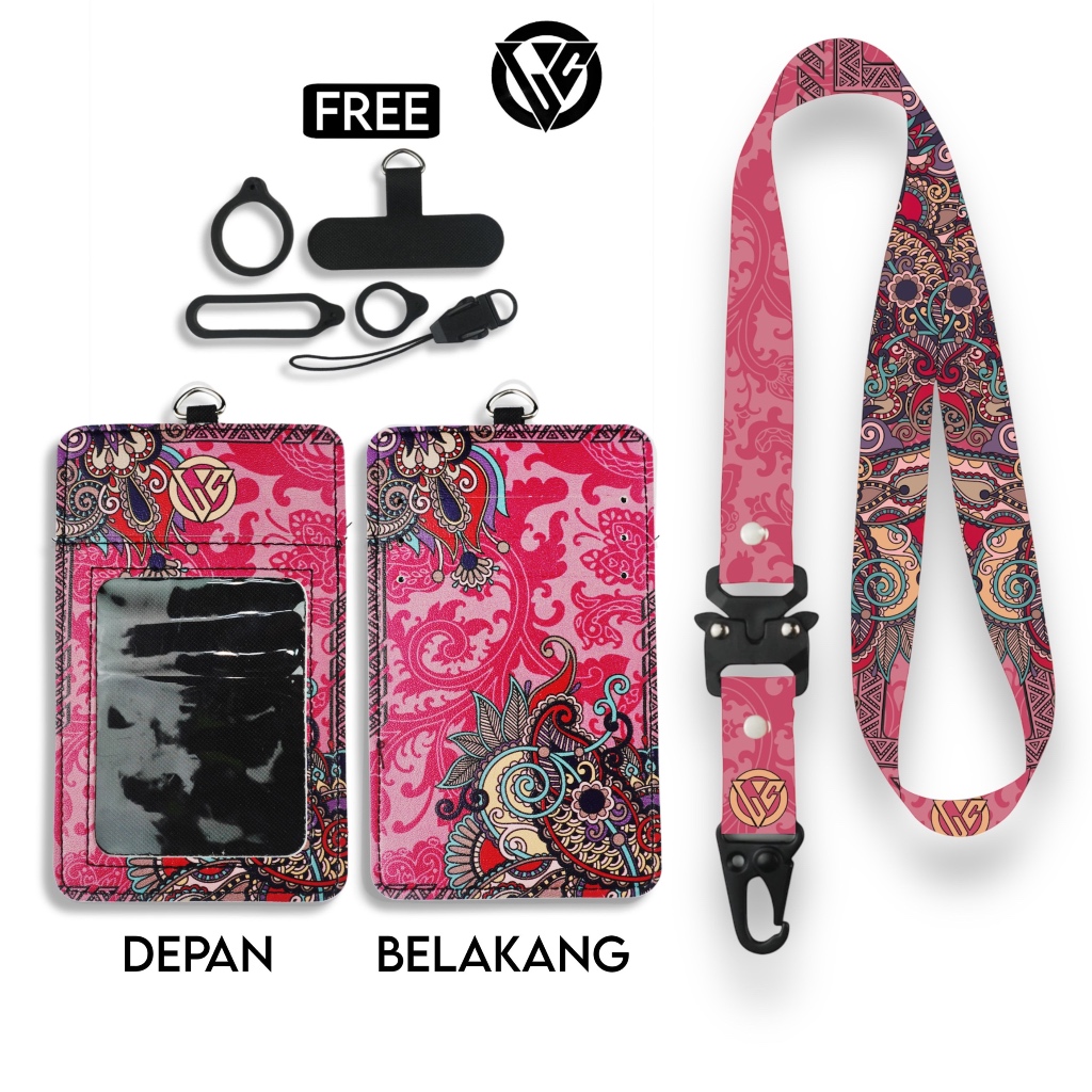 

LC.ID Lanyard Id Card Holder Leather Printing UV Tali Lanyard Holder Kulit Printing - Paisley Series V3