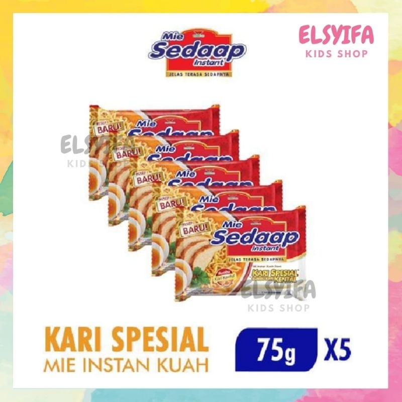 

(Paket isi 5) Sedaap Kari Spesial Kental 75 gr x 5 pcs Mie Kuah