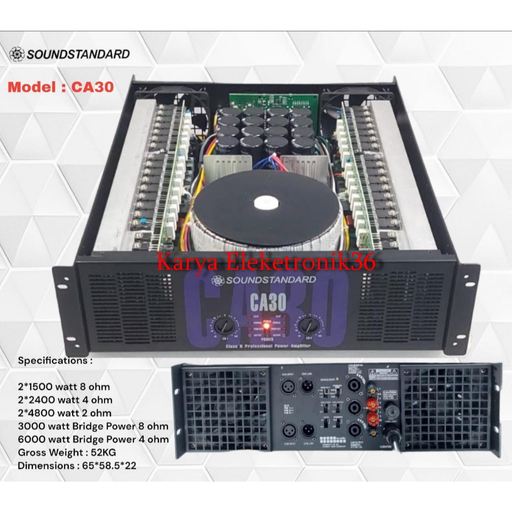 POWER AMPLI SOUNDSTANDARD CA30 POWER SOUND STANDAR CA30  MODEL TERBARU BODY PANJANG