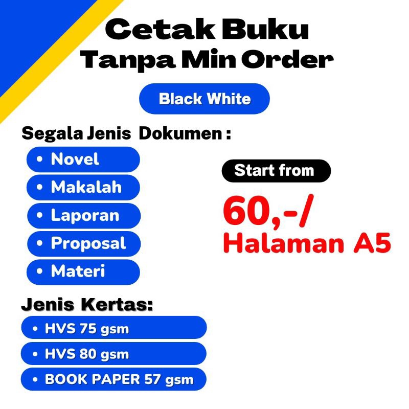 Jasa Print Hitam Putih (BW),Cetak Buku,Novel,Komik, Proposal, Makalah, Thesis