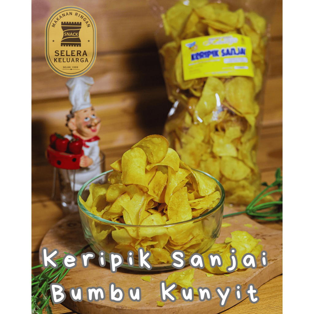 

KERIPIK SANJAI / KERIPIK SINGKONG BUMBU KUNYIT KHAS SUMATERA BARAT | SNACK SELERA KELUARGA PEKANBARU