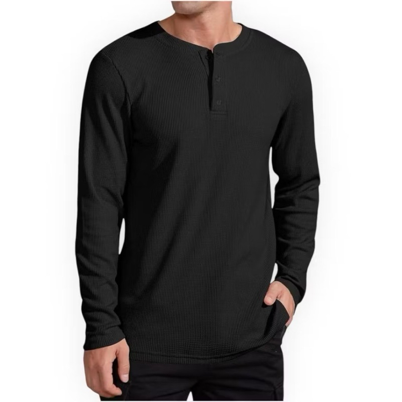 KAOS KANCING WAFFLE LENGAN PANJANG PRIA TERBARU KRAH SHANGHAI / KNIT WAFFLE KAOS KANCING SHANGHAI TE