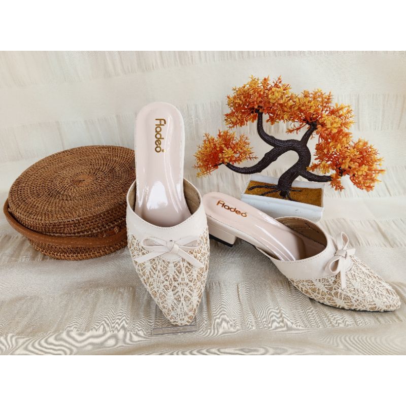 Sandal Wanita Terkini FLADEO MULES/HEELS Slempang Gold