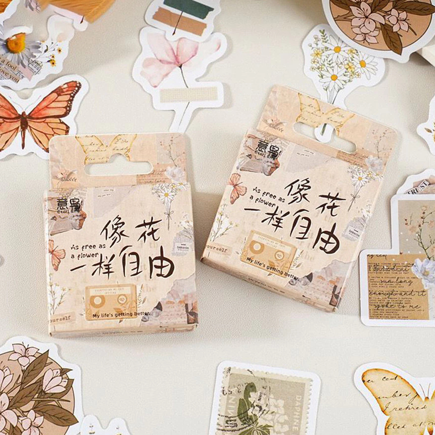 

Stiker Scrapbook Sticker Bujo Lucu As Free As A Flower (46 pcs)