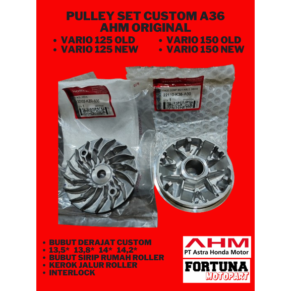 PULLEY SET RUMAH ROLLER CUSTOM AHM ORIGINAL 13,5  13,8  14  14,2 14.5   VARIO125 150 KODE K36