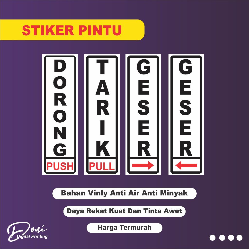 

Stiker Pintu Tarik Dorong / Stiker Pintu / Stiker Dorong / Stiker Tarik / Stiker Push / Stiker Pull