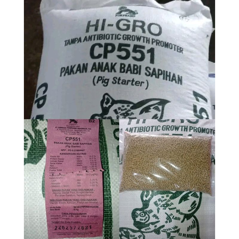 Hi-Gro CP551 Pakan Anak Babi Sapihan (Pig Starter) Penggemukan Pakan Ternak